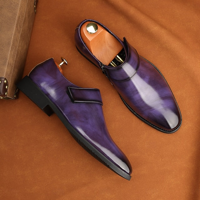 Leather Business Shoes Men's Slip-On Loafers Brown