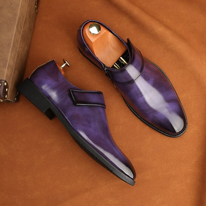 Leather Business Shoes Men's Slip-On Loafers Brown