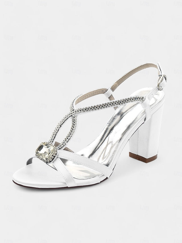 Rhinestone Sandals Blue Royal Satin – Elegant Women's