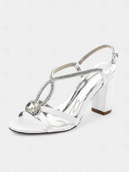 Rhinestone Sandals Blue Royal Satin – Elegant Women's