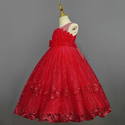 Kids Dress Flower Solid Girls' Girl Colored