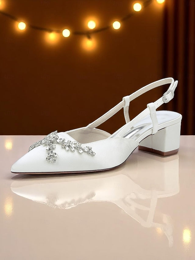 Black Satin Heels Women's Slingback