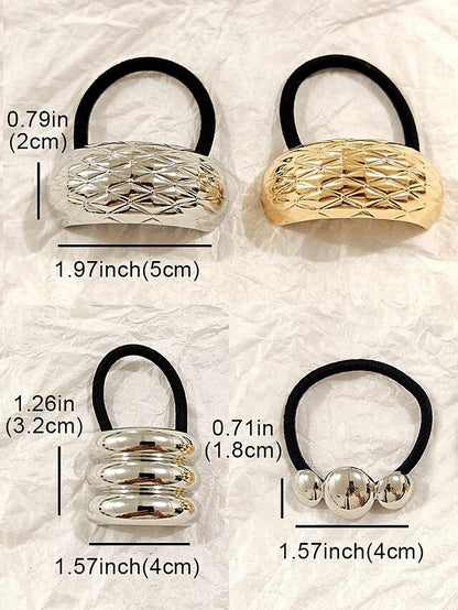 Band Hair Scrunchies Tone Gold Elastic Women's with -