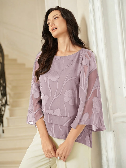 Women's Lace Shirt Blouse Dressy Tops Chiffon Tops