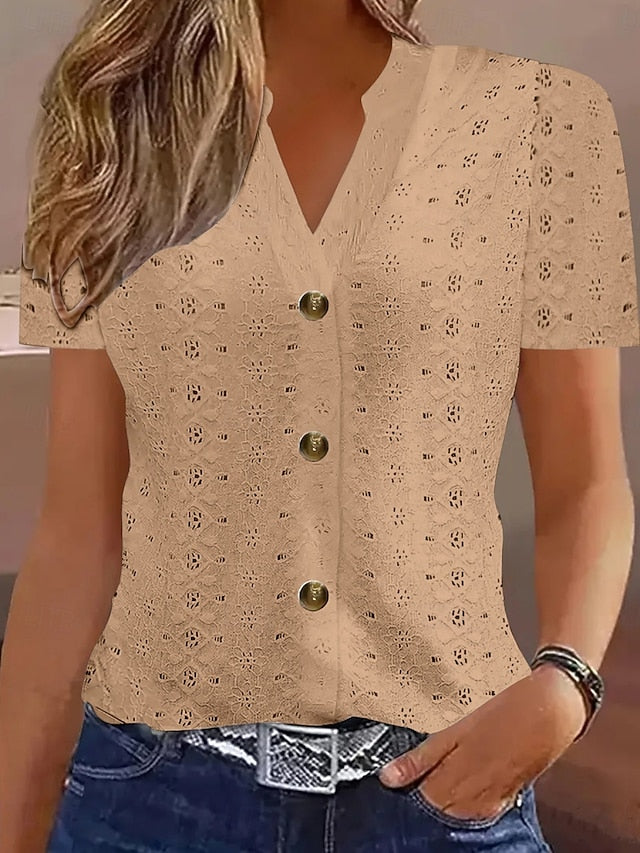Women's T Shirt Solid Color Plain Basic Modern Casual Short
