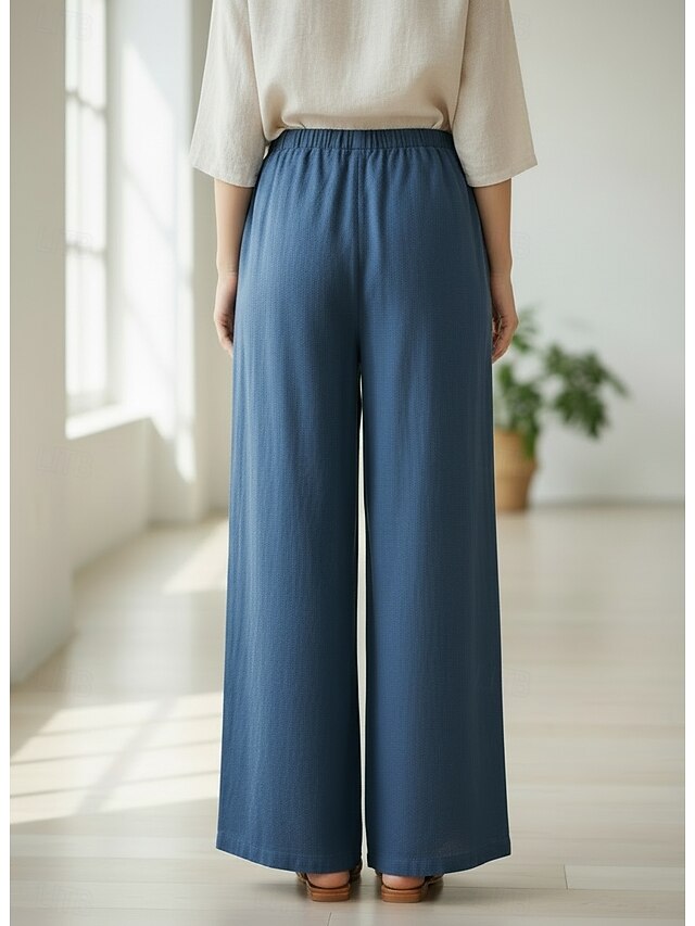70% Linen Women's Linen Pants Culottes Wide Leg Wide Leg