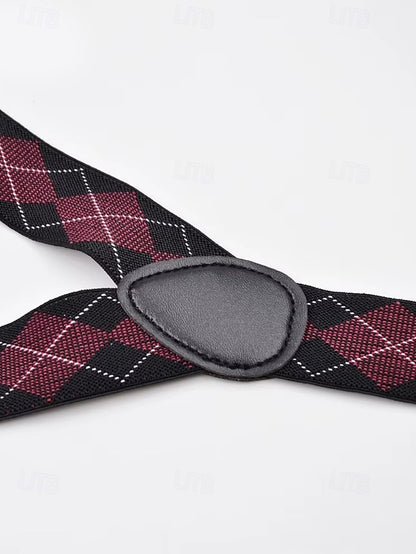 Clip-On Men's Classic Suspenders Pattern Argyle –