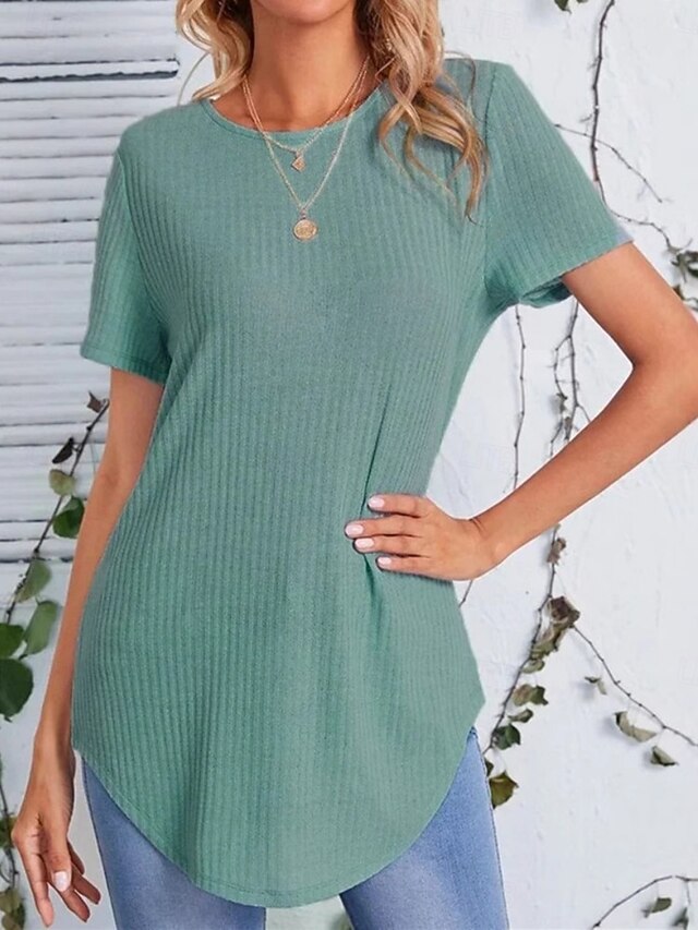 Women's T Shirt Tee Top Solid Color Fashion Classic Casual
