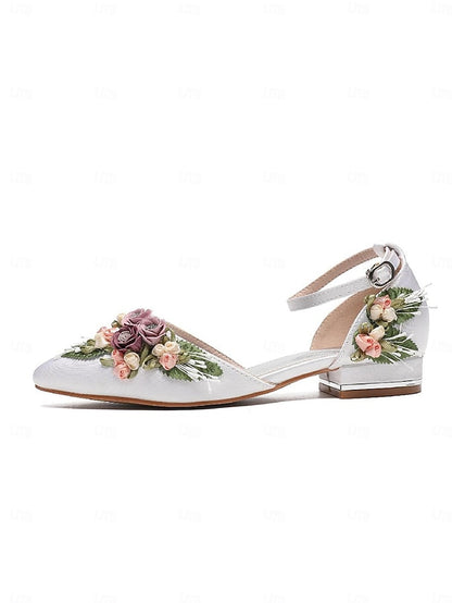 White Clutch Embroidered with – Floral Matching Shoes Flat