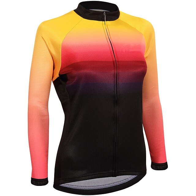 Women's Cycling Jersey Gradient Long Sleeve Bike Jersey Top