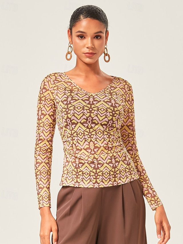 Vintage V-Neck Stretch Base Layer Top