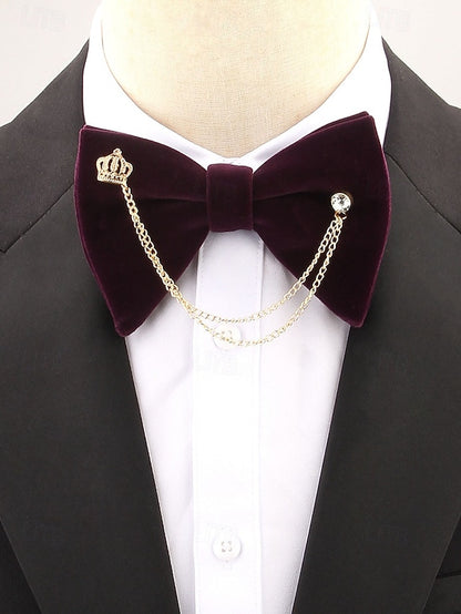 Tie Chain Crown Bow Velvet and with Men's – Detail
