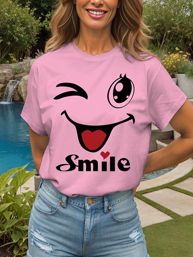 Women's T Shirt Print Heart Graphic Letter Vintage Stylish
