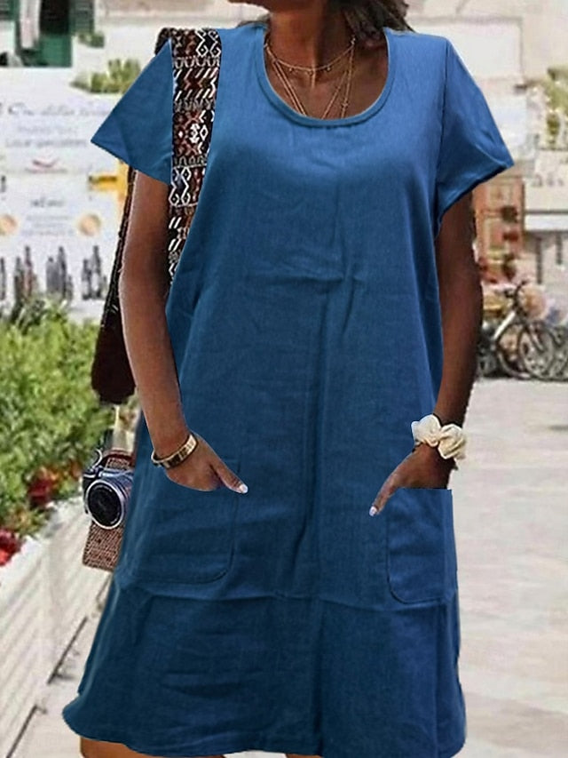 Women's Mini Dress Casual Dress Cotton Linen Dress Summer