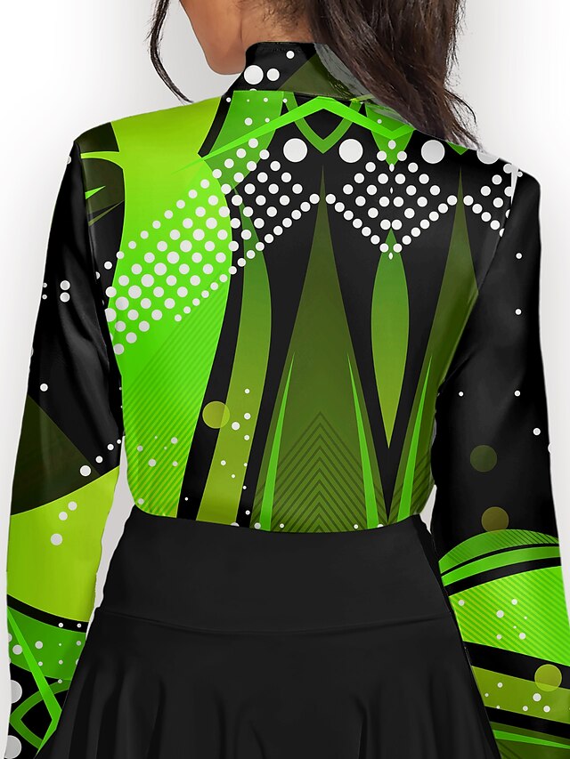 Women's Golf Polo Shirt Green Long Sleeve Sun Protection