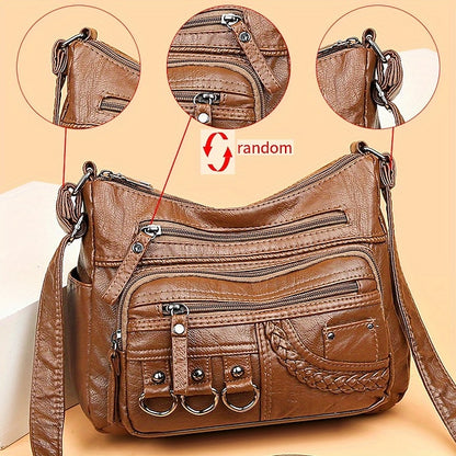 Multiple Crossbody with Vintage Leather Women's Faux Bag