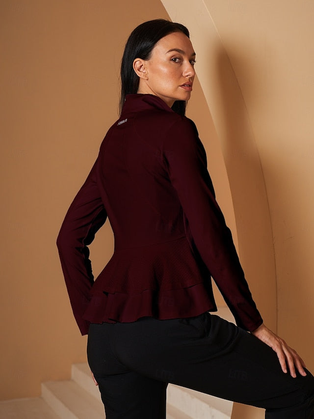 Women's Golf Jacket Lake blue Red Burgundy Long Sleeve Top
