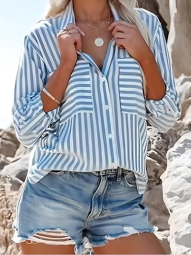 Women's Summer Shirt Casual Shirt Blouse Pocket Buttons