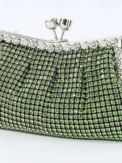 – Clutch Women's Vintage Sage Rhinestone Green Purse
