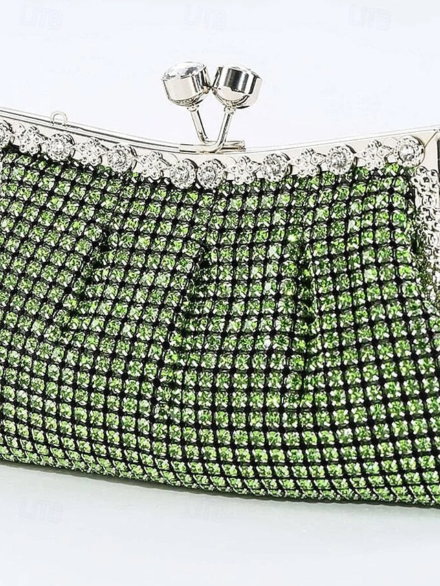 Green Women's Clutch Sage Rhinestone Vintage Purse –