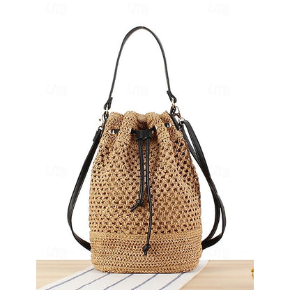 Bag - with Tote Women’s Summer Woven Drawstring Stylish Bucket