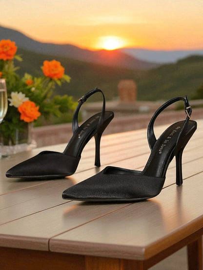 Purple Satin Slingback Women's Toe - Elegant Heels Pointed