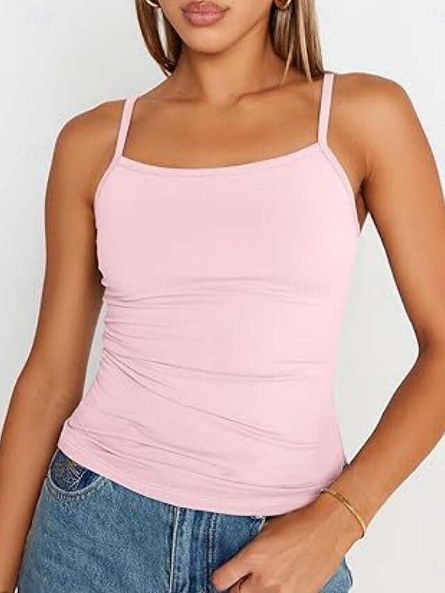 Women's Tank Top Sleeveless Shirt Tee Top Solid Color