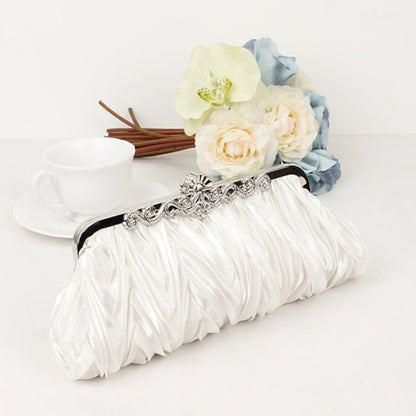 Pleated White Satin Women's Elegant Clutch Evening –