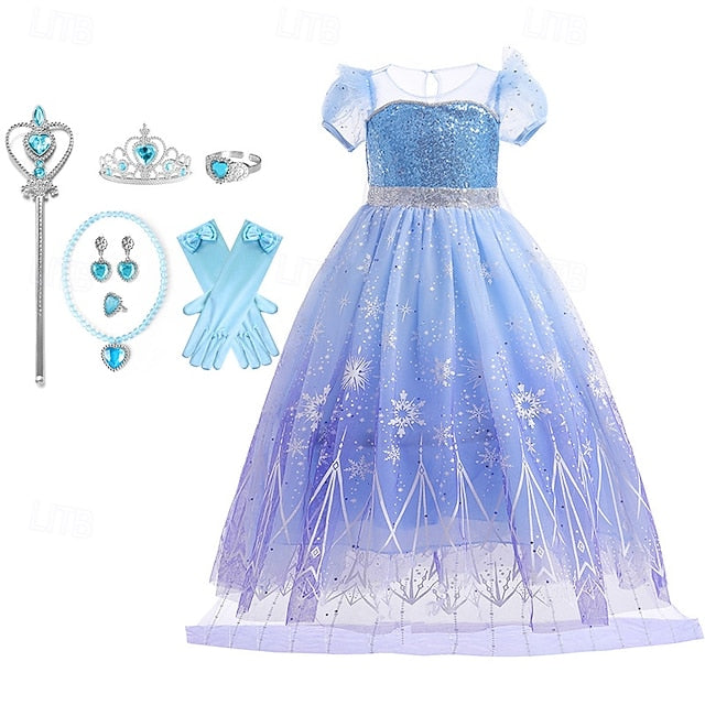 Theme Girl Flower Frozen Dress Elsa Fairytale Princess Party