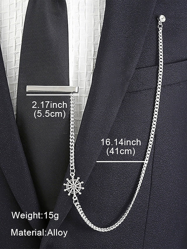 with Tie Wheel Ship – Silver Design Men's Nautical Chain