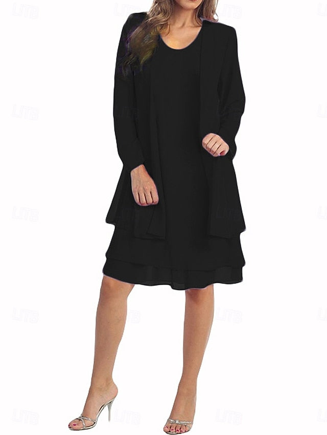 Women's Knee Length Dress Casual Dress Dress Set Chiffon