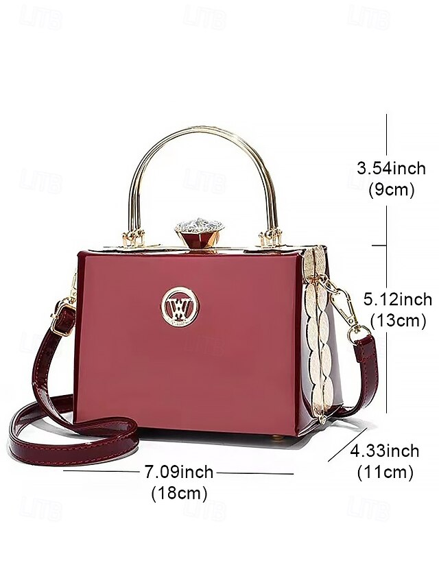 Burgundy with Evening Handbag Women's Patent Gold Leather
