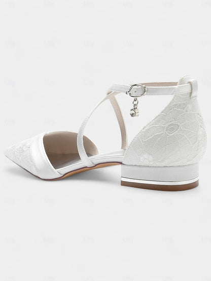 Satin Navy Shoes Overlay with for Low Lace Heel Blue Cross-Strap