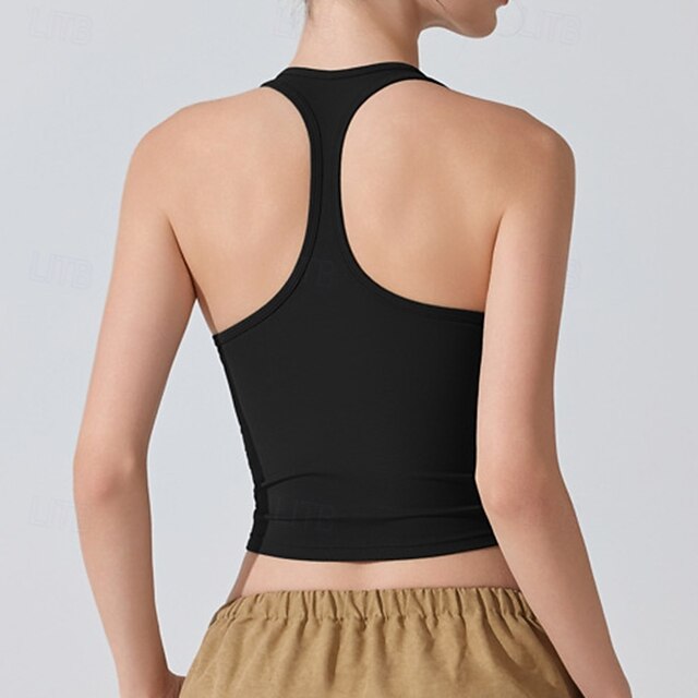 Women's Solid Colored Tank Top Sport Top Build-in Bra UV