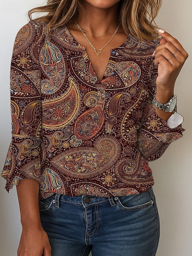 Women's Blouse Print Floral Graphic Vintage Stylish Casual