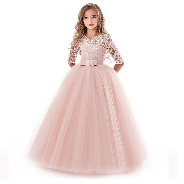 Girls' Sleeve Wedding Girl Dress Flower Half Kids