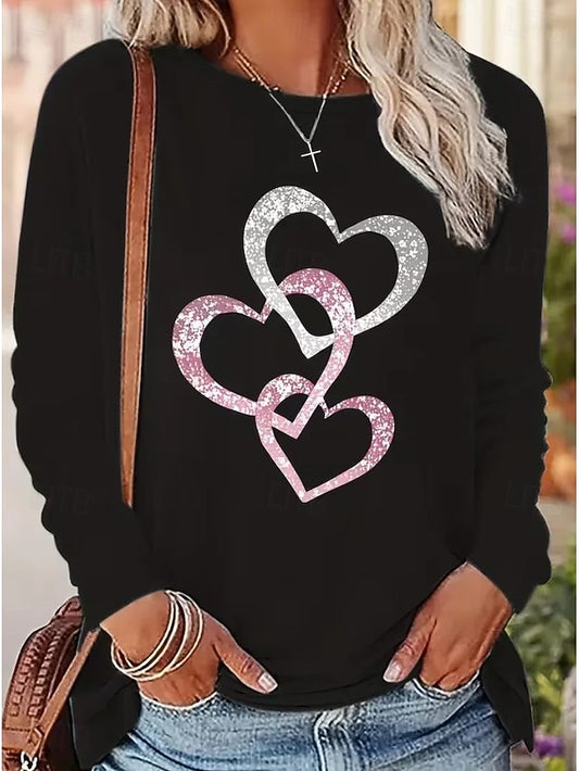 Valentine's Day Women's T Shirt Print Heart Graphic