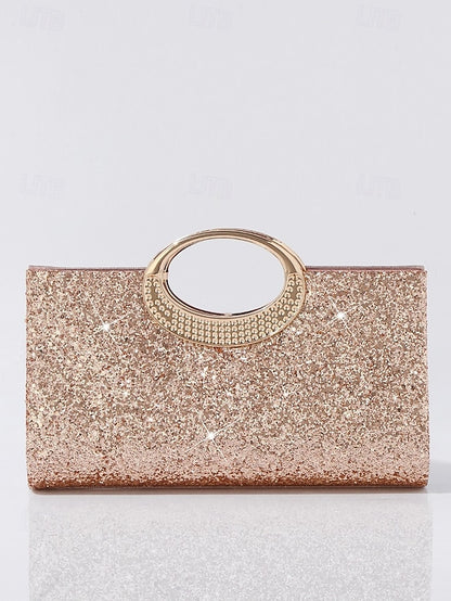 Evening Women's Gold Bag Clutch with Silver Glitter