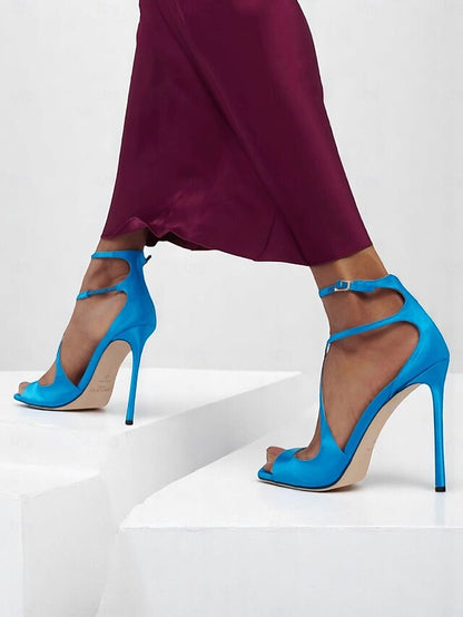 Crisscross Elegant Heels Satin Women's - Lavender Stiletto