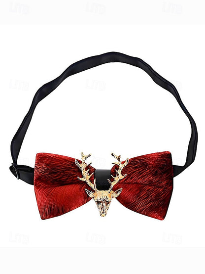 Velvet Deer Pin with Men's Bow Gold Head Tie