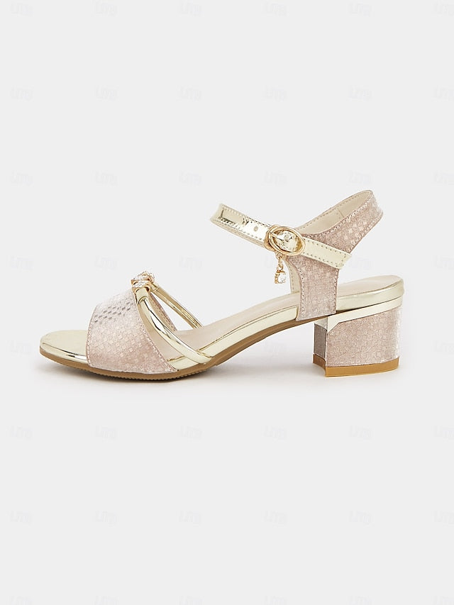 Block Women – Gold Heel for Rhinestone-Embellished Sandals