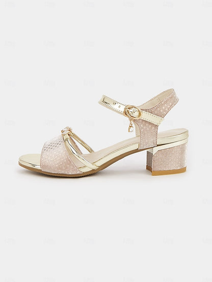 Block Women – Gold Heel for Rhinestone-Embellished Sandals