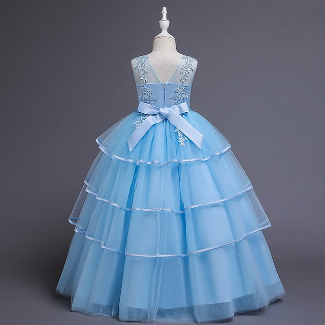 Party Solid Color Kids Dress Girls' Sleeveless