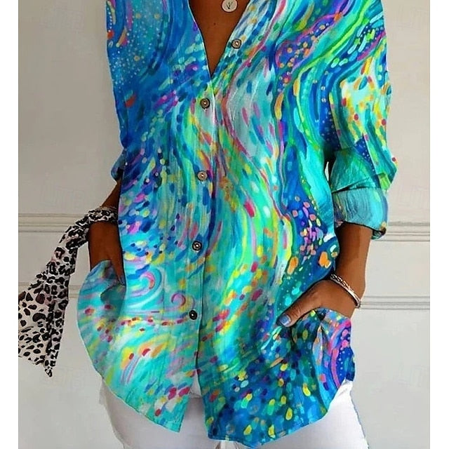 Women's Hawaiian Shirts Flowy Tops Vintage Casual Graphic