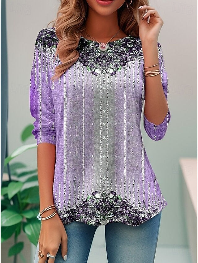 Women's Boho T Shirt Ombre Graphic Vintage Fashion Stylish
