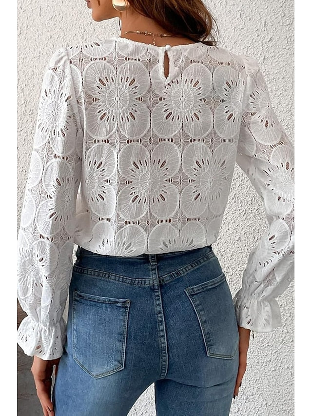 Women's Lace Shirt Blouse Lace Plain Active Casual Long