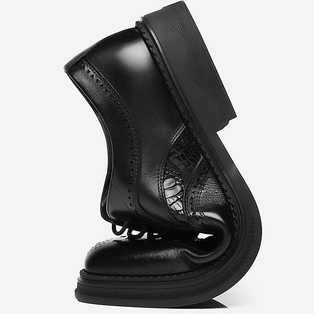 Brown Leather Shoes Oxford Men's Crocodile - Brogue