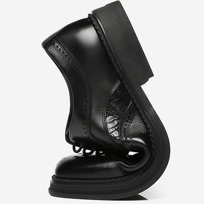 Brown Leather Shoes Oxford Men's Crocodile - Brogue