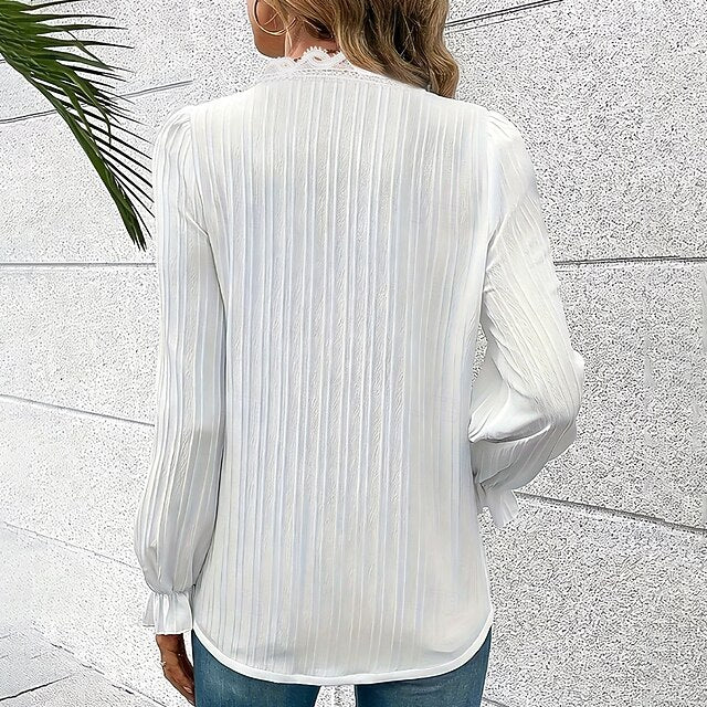 Women's Shirt Lace Shirt Casual Shirt Lace Patchwork Solid