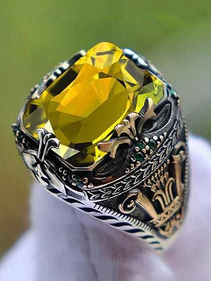 Gemstone Men's Ring Alloy